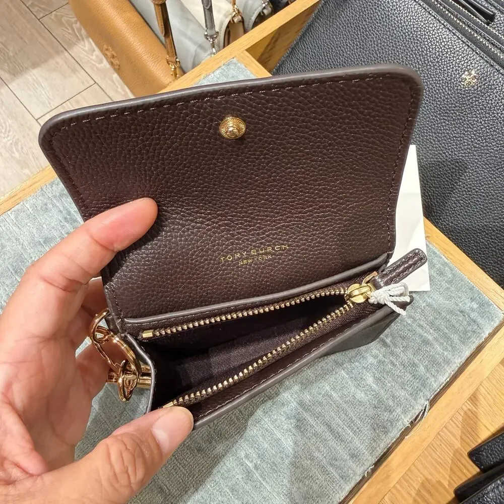 New‼️Tory Burch Thea Flap Card Case 169969 Deep Brown $150